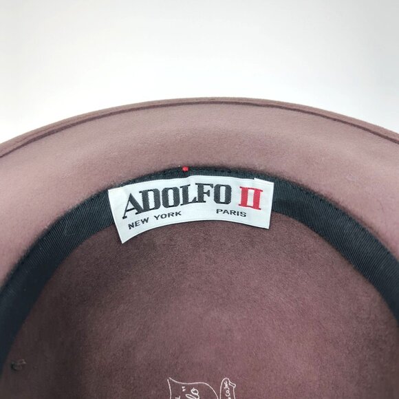 Vintage Adolfo II Hat Felt Brown Wide Brim Felt Bow - Picture 9 of 10